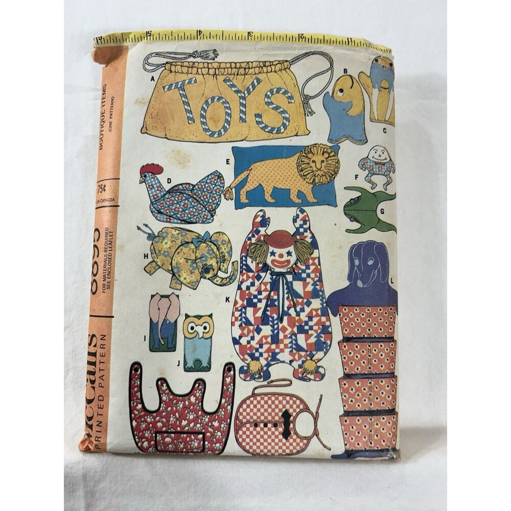 McCalls Sewing Pattern Various Toys 8895 25 Bazaar Botique Items